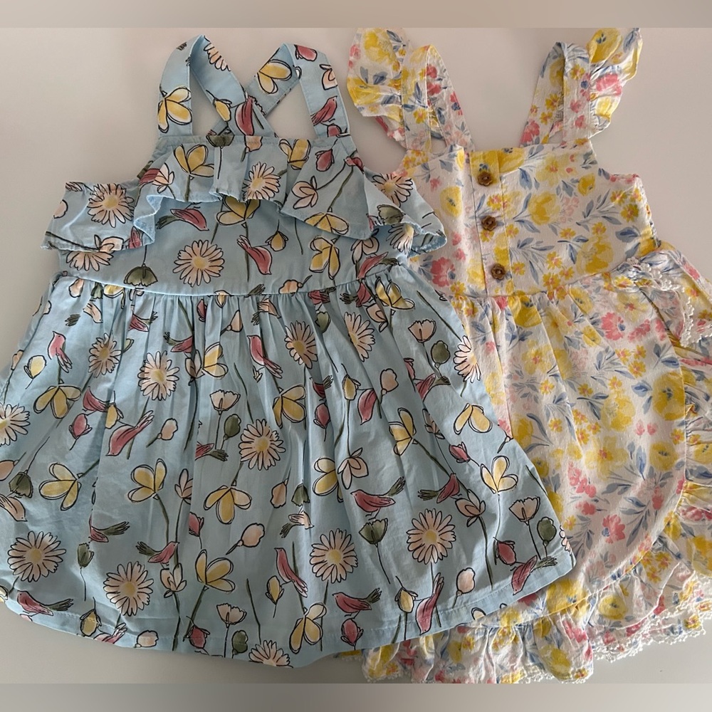 12 month old floral pastel Summer dresses (2) - Tommy Bahama and Carter’s